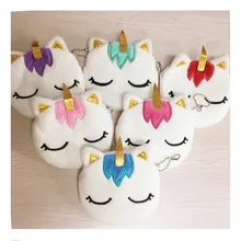 3 шт., Детский плюшевый Кошелек с единорогом, кошелек на молнии для мелочи, кошелек для девочек, 6 цветов, Женский чехол для ключей