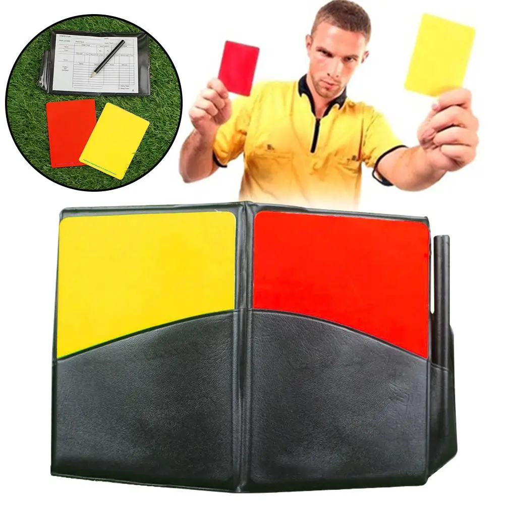 Professional Soccer Referee Wallet Football Red Yellow Card Pencil Log Book lo 