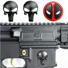 Calcomanía de Metal para pistola y accesorios de caza, calcomanía 3D de Punisher, Calavera, Deadpool, Magwell, para AR15, AK47, M4, M16, Airsoft, Rifle