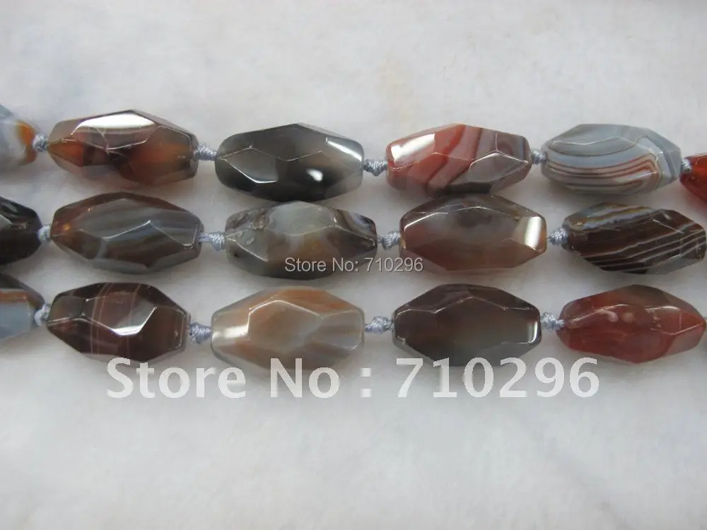 

Botswana Agat e 15x30 mm Faceted everlast Rice Beads 5 string/lot 15.5''/string