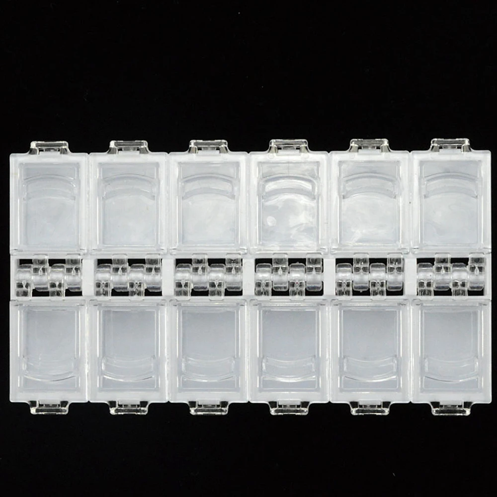 1 случай 12 слотов белый прозрачный коробка для хранения пустой контейнер для ногтей Самоцветы ювелирные изделия декоративный контейнер блеск ногтей инструменты SA338