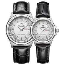 Couple Watch For Man And Woman Nuodun Fashion Casual Leather Belt Quartz Watch Waterproof high Quality Wristwatch