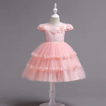 

Baby Girls Layered Dress Kids 2018 Ball Gown Children Embroidery Dresses For Party And Wedding 90-150cm