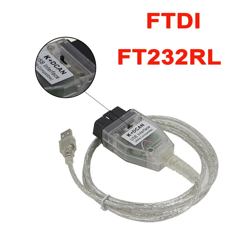 INPA K DCAN с FTDI FT232RL для BMW OBD2 сканер для BMW INPA K+ DCAN OBD 2 OBD2 автомобильный диагностический инструмент K line K-line кабель - Цвет: Switch FT232RL