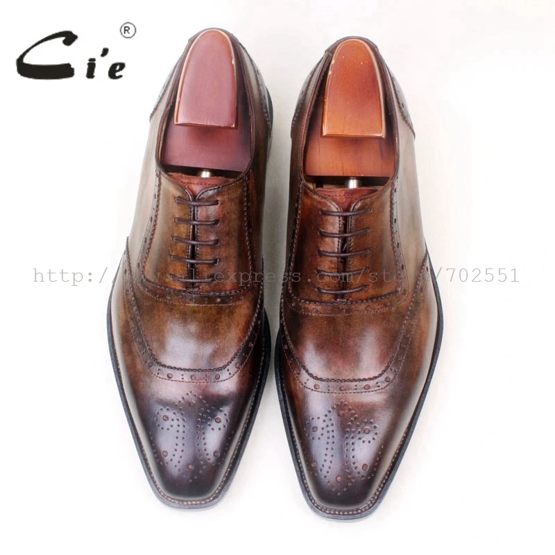Couro Homens Handmade Lacing No De Grain Oxford Sapato painted Hand Brogue Bezerro Completa Trabalho Ox669 Cie Marrom Vestido classic Personalizado Pátina qgBpWvx