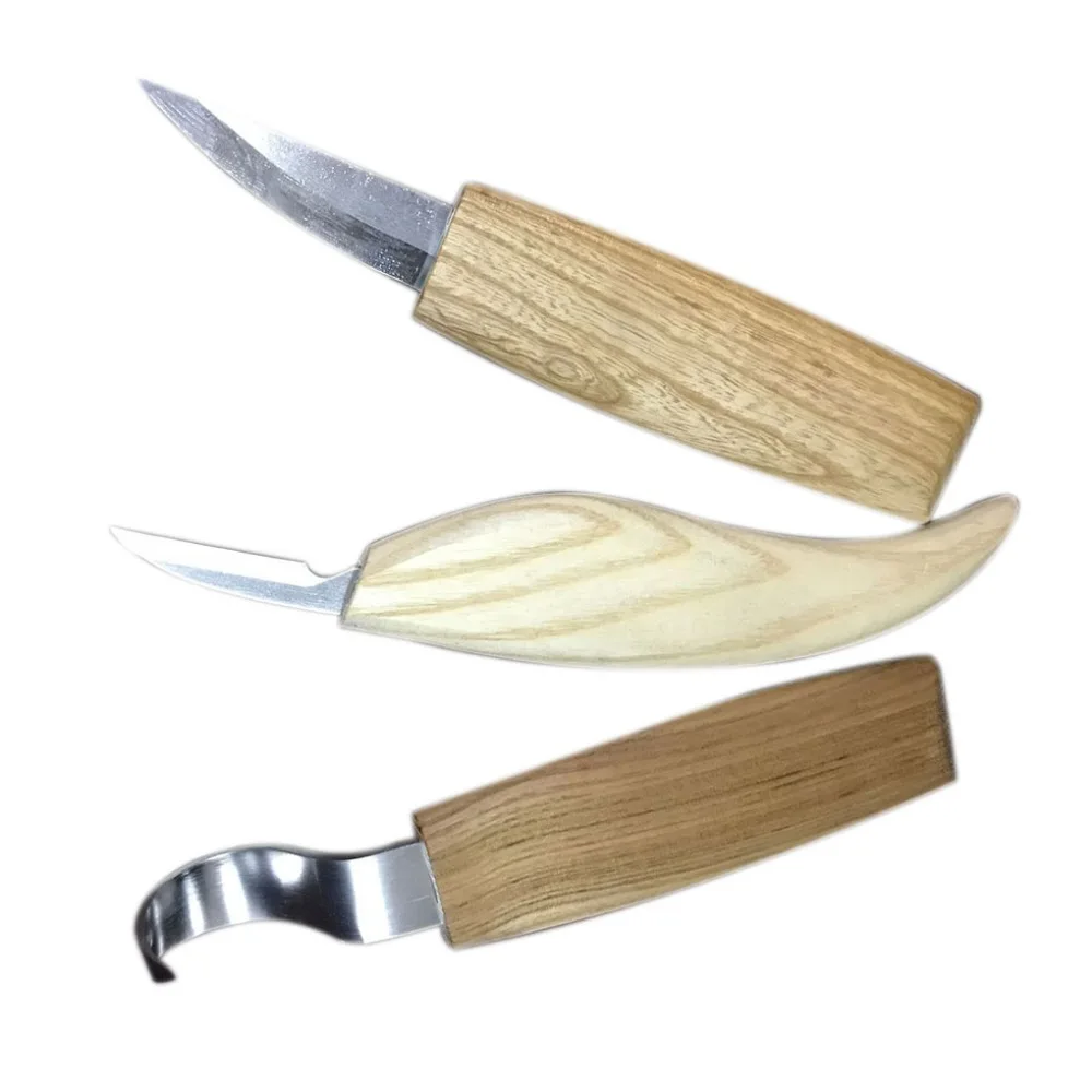 

3pcs Stainless Steel Woodcarving Cutter High Strength Hooked Whittling Cutter Tool Sets Used For Cutting Wooden Spoons Knife