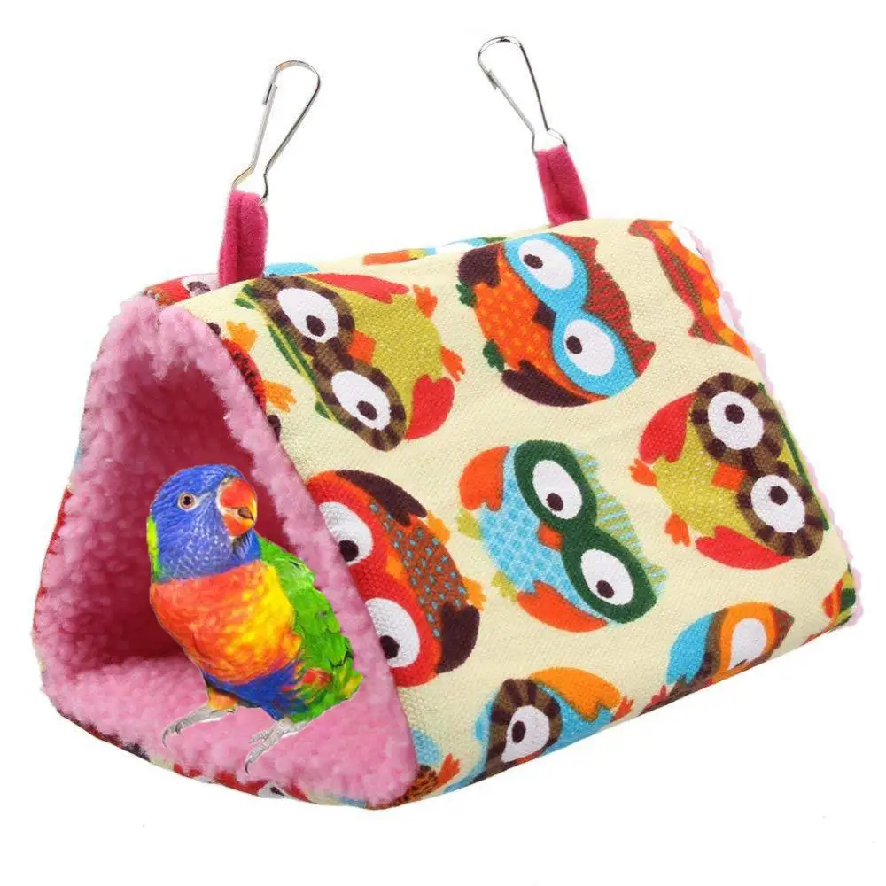 

Pet Bird Parrot Hammock Bird Hanging Bed Warm and Thickened Triangular Nest Bird Hanging Bed House Plush Warm Cage Nest Tent