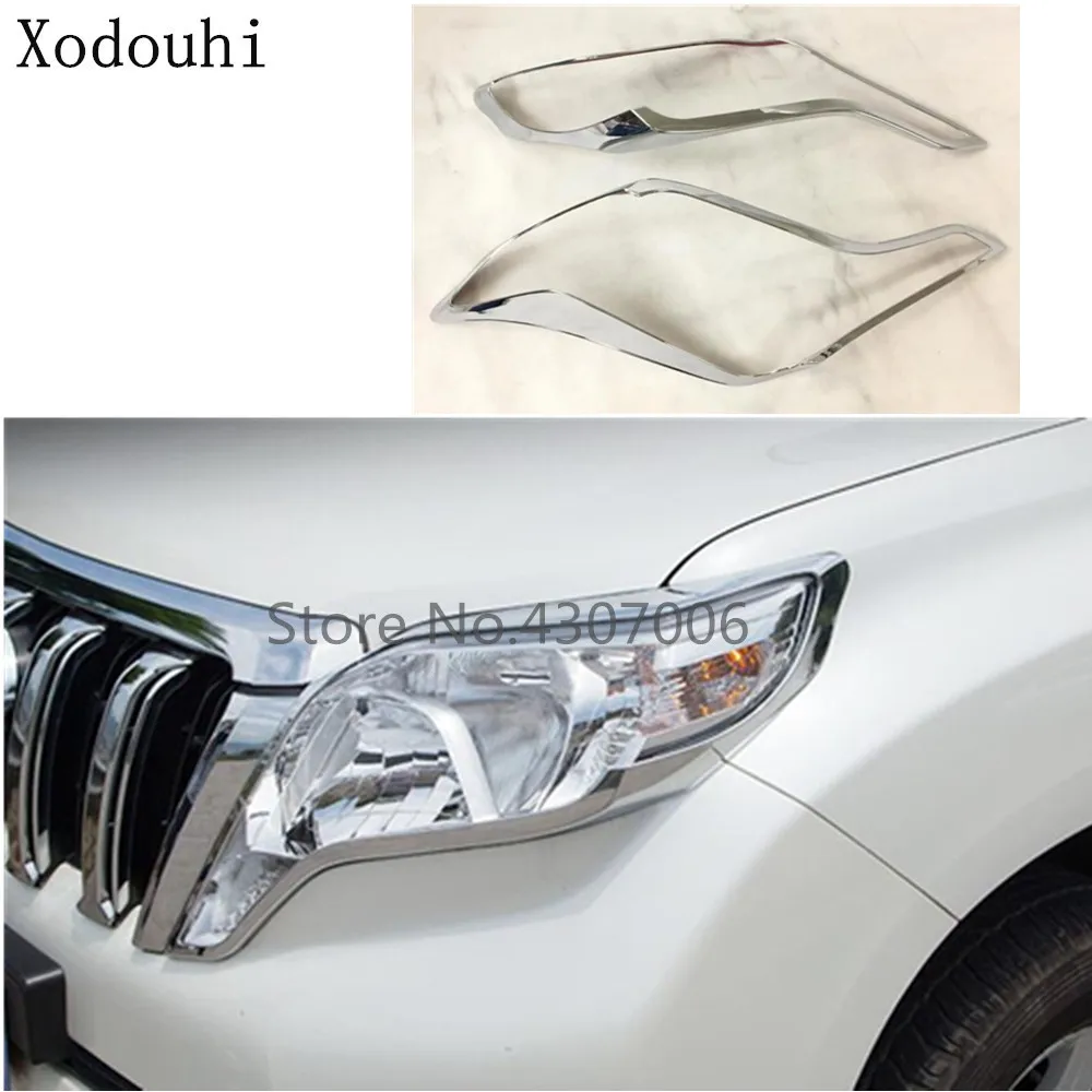 

Car front head Light lamp hood frame stick ABS Chrome cover trim 2pcs For Toyota FJ150/Prado 2010 2011 2012 2013 2014 2015 2016