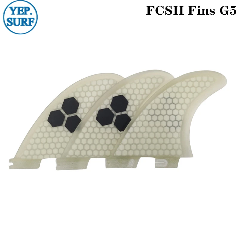 Surf FCSII fins Tri fin set G3/G5/G7/K2.1 Fibreglass Honeycomb Carbon free shipping - Цвет: White with logo G5