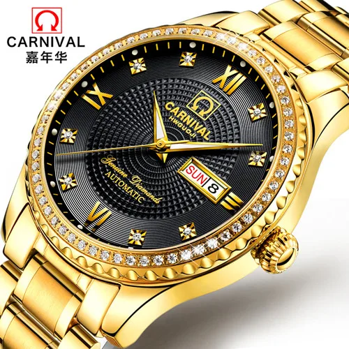 Механические часы для мужчин relogio masculino dourado mode homme relog erkek saat gold mab часы светящиеся дни недели и Дата Механические Часы - Цвет: 3