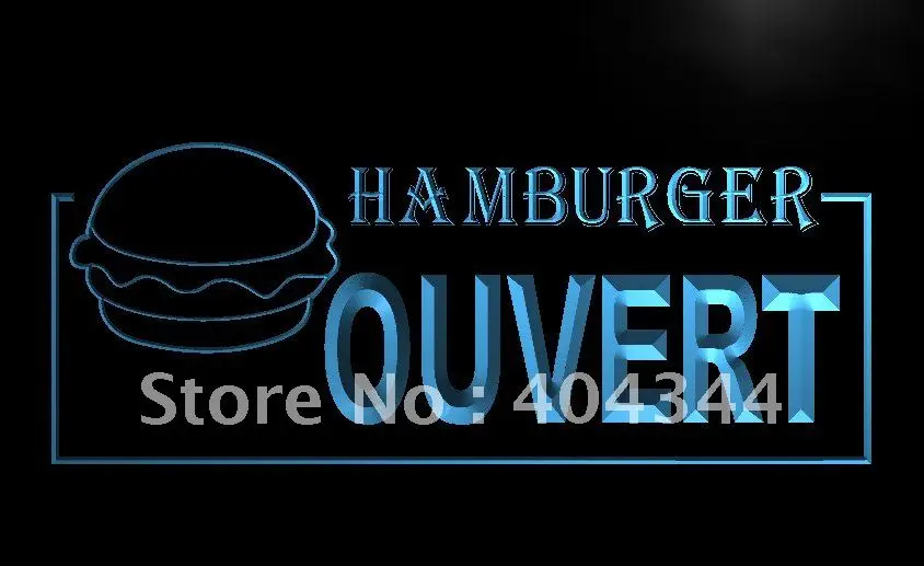 LK186- OUVERT Hamburger Cafe Food NEW LED Neon Light Sign home decor crafts | Дом и сад