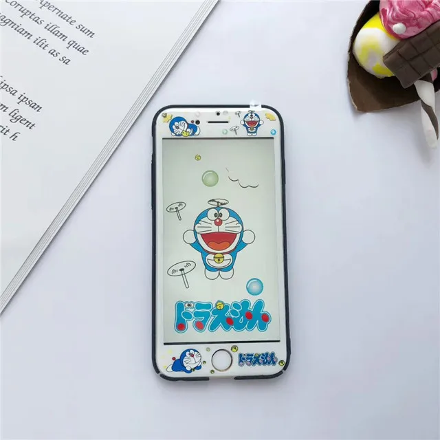 

Rlenda Cartoon Doraemon Cartoon Animals Mouse 3D Edge Full Cover Screen Protector for iPhone 7 6S 6 8 Tempered Glass Glass Film