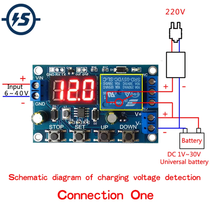DC 6-40V Battery Charger Discharger Control Switch Undervoltage Overvoltage Protection Board Auto Cut Off Disconnect Controller