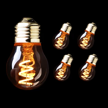 

G45 Amber Glass Led Light Bulb 3W Dimmable Edison LED Spiral Filament Bulb 2200K E26 110V E27 220V Decorative Household Lighting