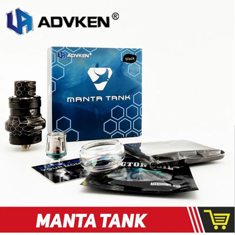 

Original Advken MANTA Tank 5ml Capacity 24mm Atomizer with Mesh Coil Sliding Top Cap Vape Tank VS Advken Manta RTA