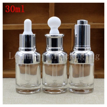 

30 mlx15pc High Quality Clear Glass Bottle With the Lid of The Silver 30 cc Essential oil Dropper Essence Lotion Packing Bottle