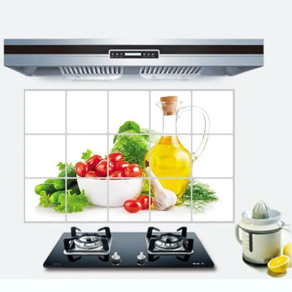 PVC Kitchen wall sticker Waterproof oil pollution prevention High temperature resistant Anti Lecythus Decoration Sticker 75*45cm