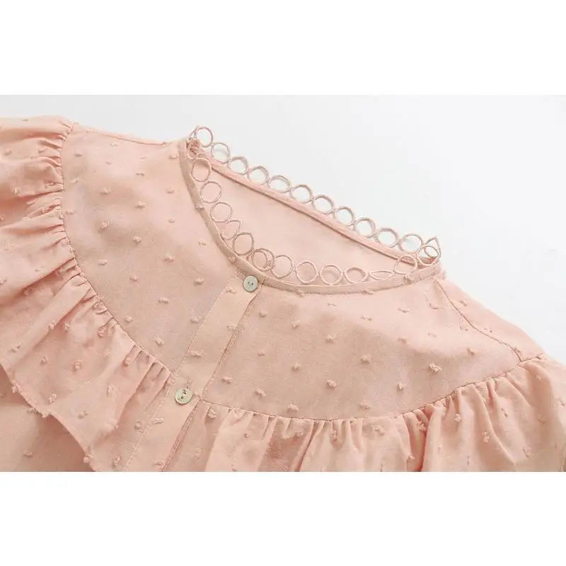 Винтажные Женские топы и блузки 2019 Boho плиссированная вышивка Kawaii розовая блузка