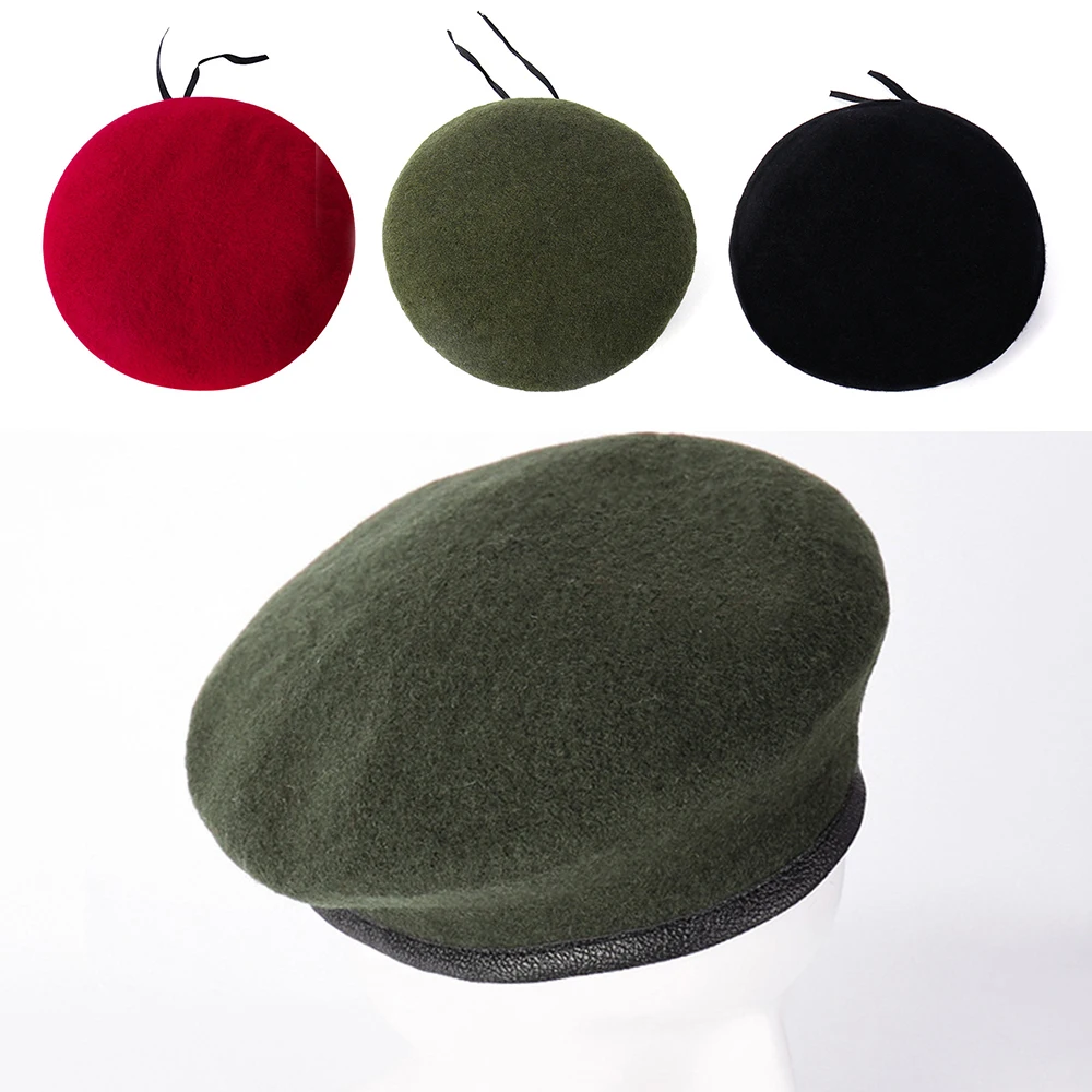 

Winter Painter Berets Hat Lady Vintage Hat Women Wool Berets Solid Caps Bonnet Warm Cap Artist Beanie Unisex 60cm Adult Adjust
