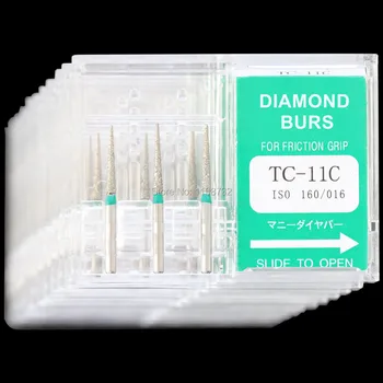 

10 Boxes Dental Diamond Burs TC-11C Polisher Drill FG1.6mm High Speed Handpiece DIA-BURS Fast Shipping