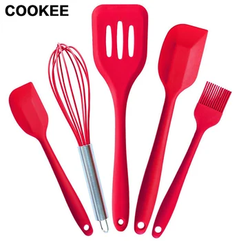 

RSCHEF 5Pcs Silicone Pastry Cooking Baking Scraper Sets Pastry Healthy Oil Utensil Basting Brush Spatulas Kitchen Cooking Tools