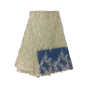 

Best selling nigerian lace High quality french tulle lace with beads fabric 2018 African mesh lace fabric for wedding dress.5y