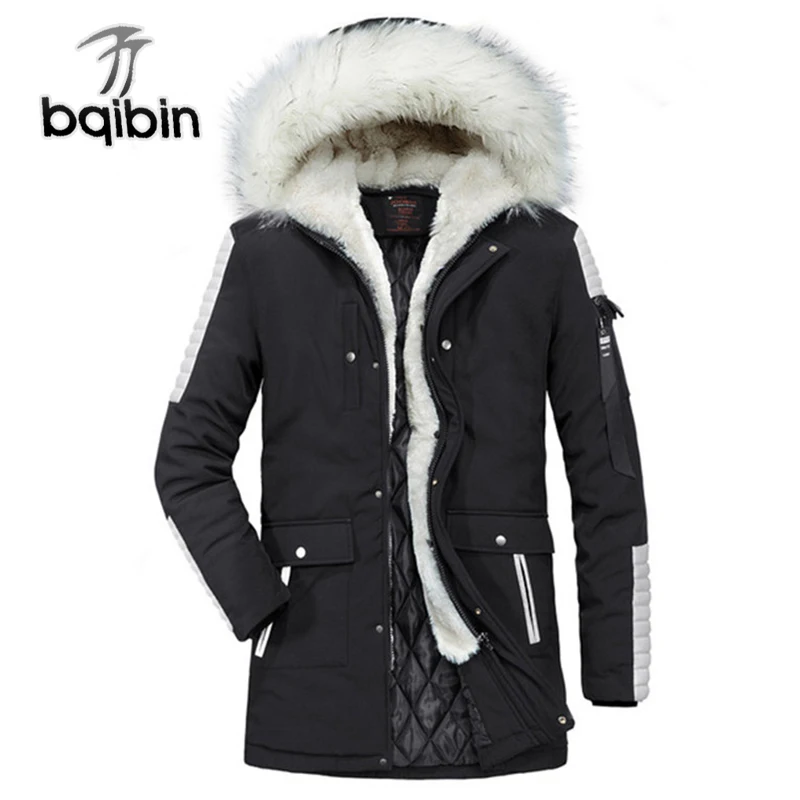 

2018 Parka Men Warm Thick Jacket New Long Winter Parkas Fur Hooded Overcoat Male Causal Outerwear Size XS-XXL