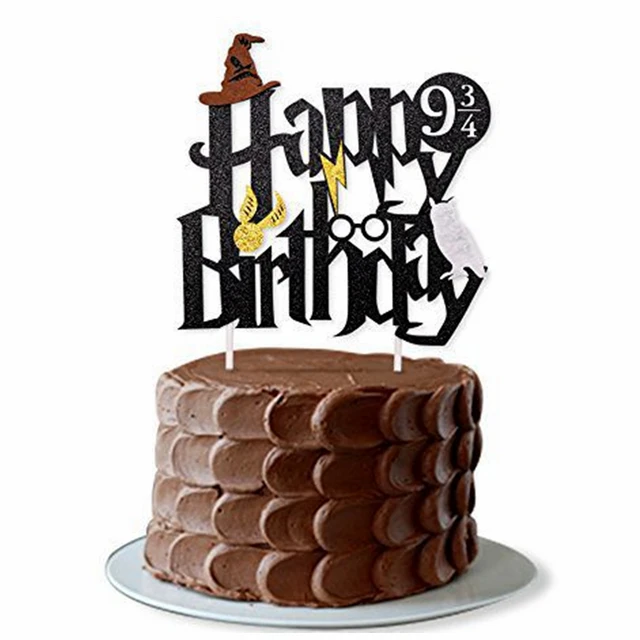 Harry Potter Happy Birthday Banner Cake Topper Hogwarts Lightning Felt Flags Bunting for Baby Birthday Party Cupcake Decoratio