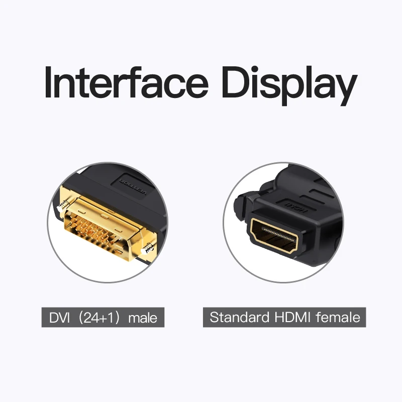Vention DVI к HDMI Кабель адаптер двунаправленный D 24 + 1 папа гнездовой разъем конвертер