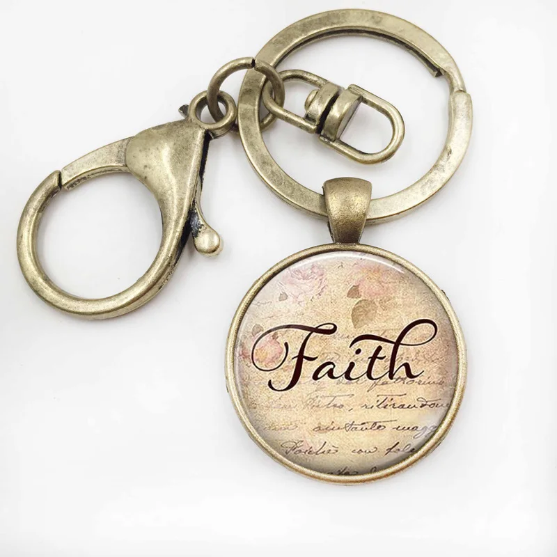 High Quality Metal Keychain Christian Faith Key Chain Rings