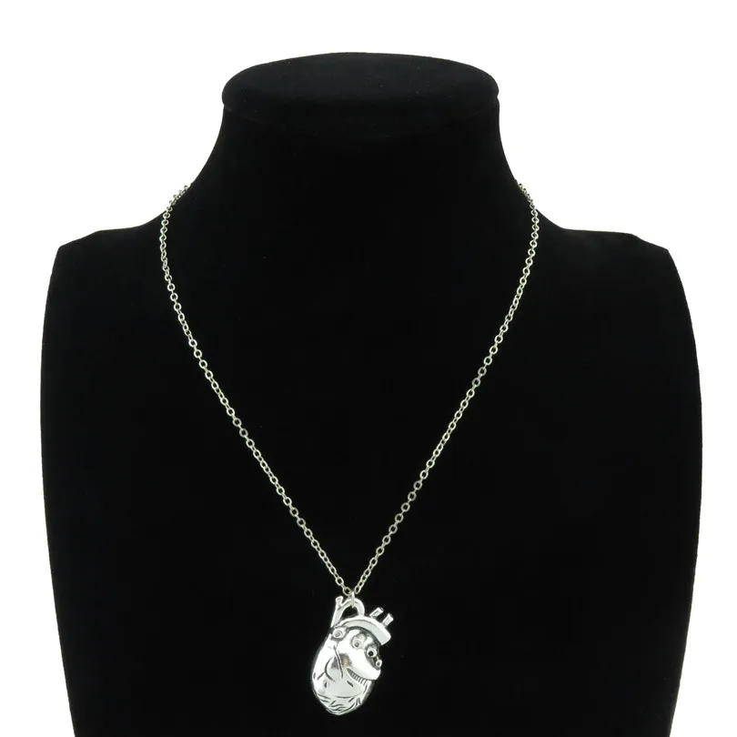 Free shipping R837 8 2 Silver Alloy Hot Human Heart Organ Pendant Chain