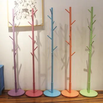 

Color Multicolor 9 hook Modern Solid Wood Living Room Coat Rack Display Stands Scarves Hats Bags Clothes Shelf