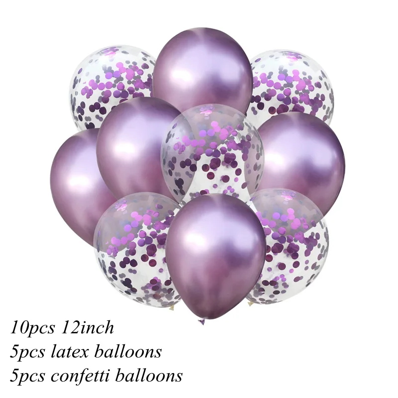 Metal light purple 10 шт. 12 дюймов конфетти латексные шары с днем рождения воздушные шары латексные шары украшения для детского душа вечерние принадлежности - Цвет: Metal light purple