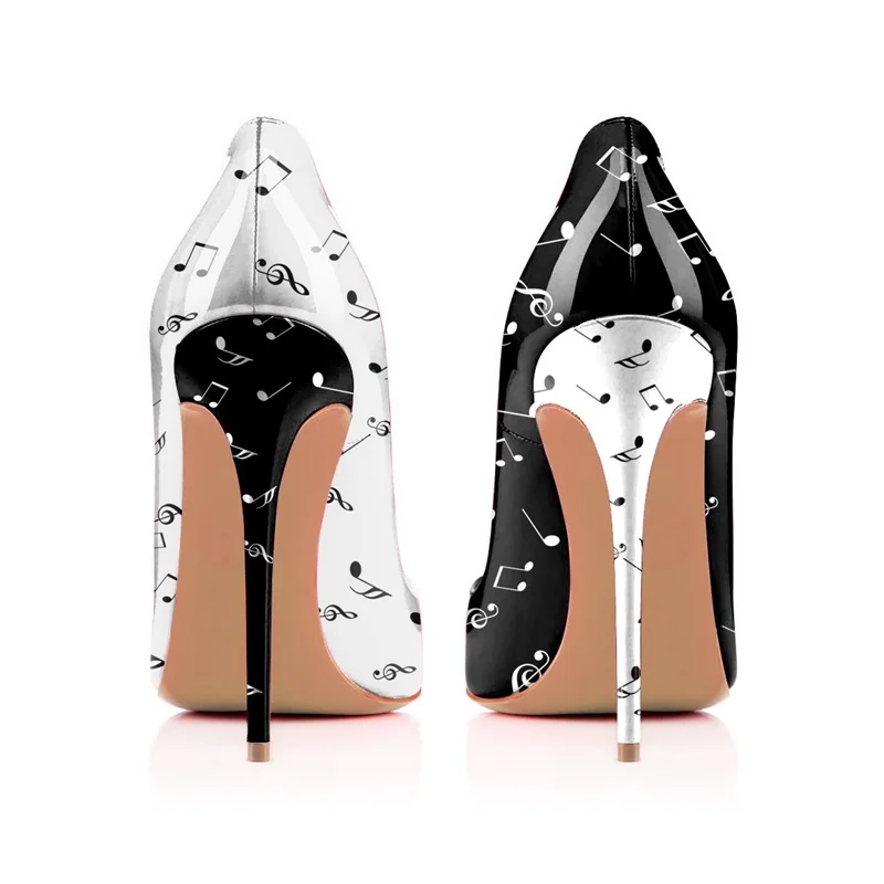 ASUMER Plus size 34-45 New 2019 fashion high heels shoes pointed toe music printing stilettos ladies sexy party wedding shoes