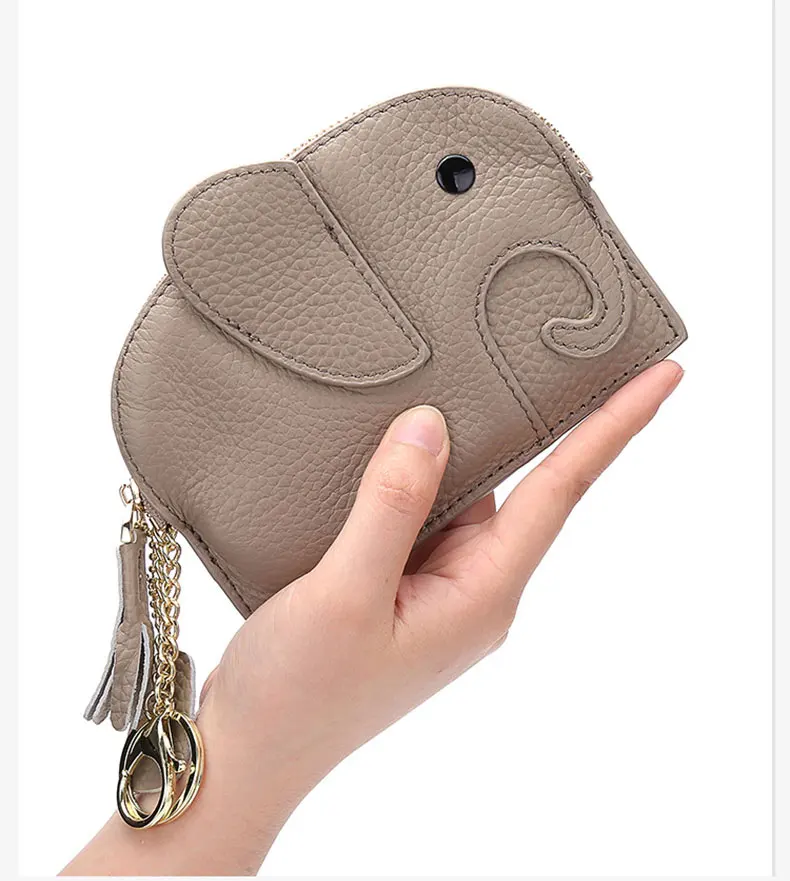 Genuine Leather Women Wallet Ins Creative Small Elephant Female Short Small Slim Wallets Cute Coin Purse Mini Zipper Pocket