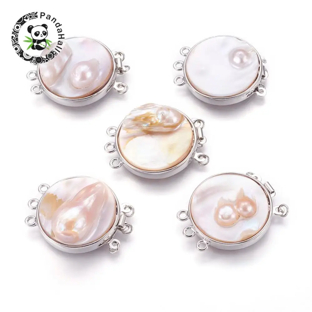 Natural Pearl Shell Box Clasps Multi Strand Links Clasps DIY Jewelry
