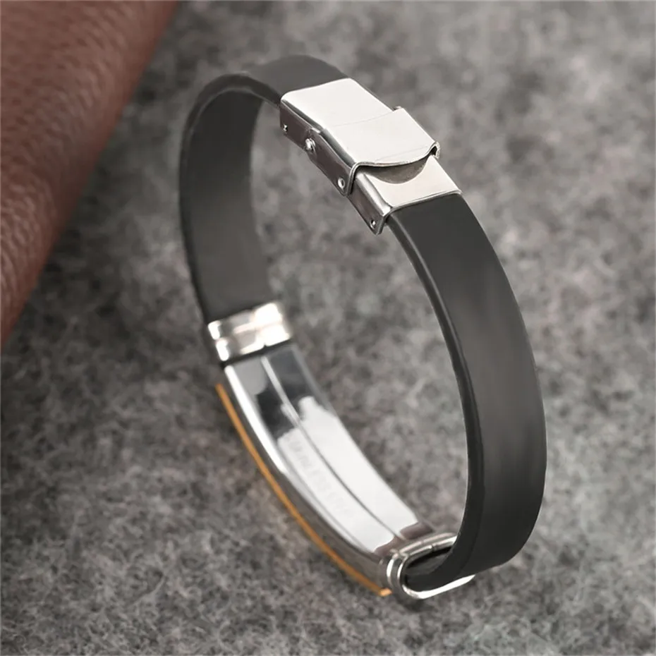 Silver Golden Scorpion Shape Fashion Silicone Stainless Steel Jewelry Rope Chain Sport Men Charms Bracelet Casual Couple Bangle (9)