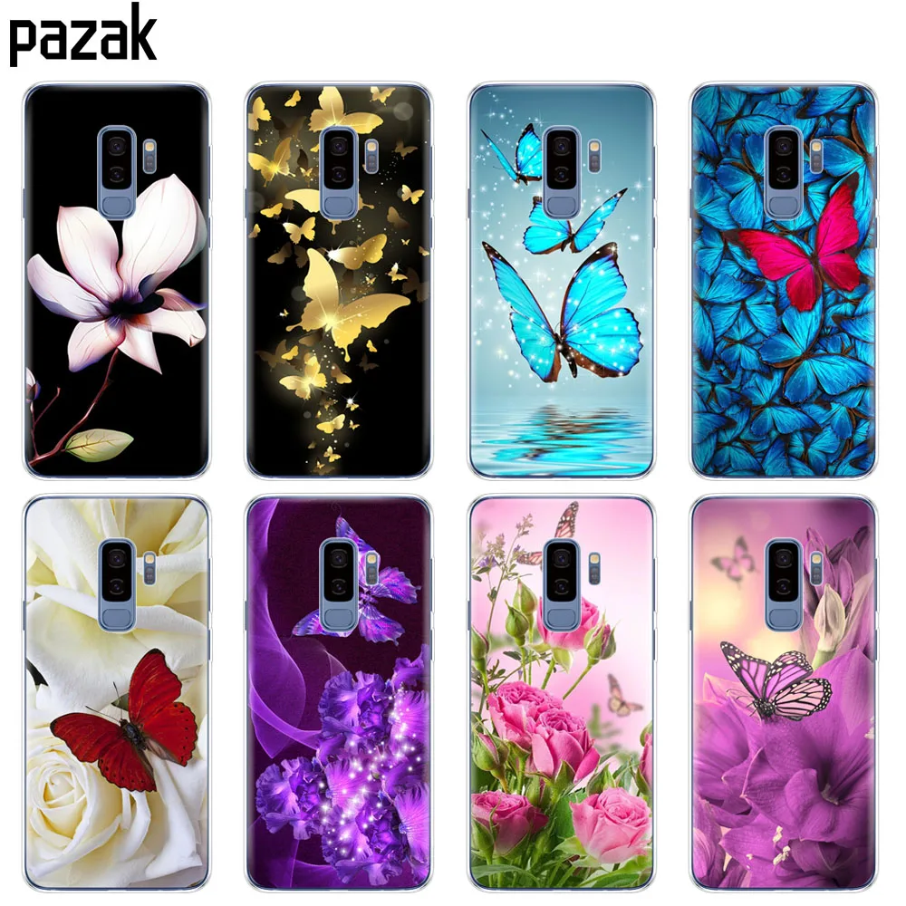

silicone case for Samsung Galaxy S9 S8 S7 S6 edge S5 S4 S3 PLUS phone case soft tpu cover colorful butterfly flower pattern bag