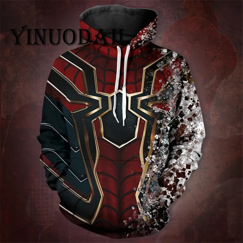 

Spiderman Hoodie Avengers Endgame Marvel Off White 3D Print Mens Hoodies Sweatshirt Hoody Streetwear Poleron Avenger End Game
