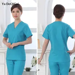 Больница доктор хирургической медсестры платье Медицинская Униформа белый комплекты медицинской униформы Женщины с коротким рукавом