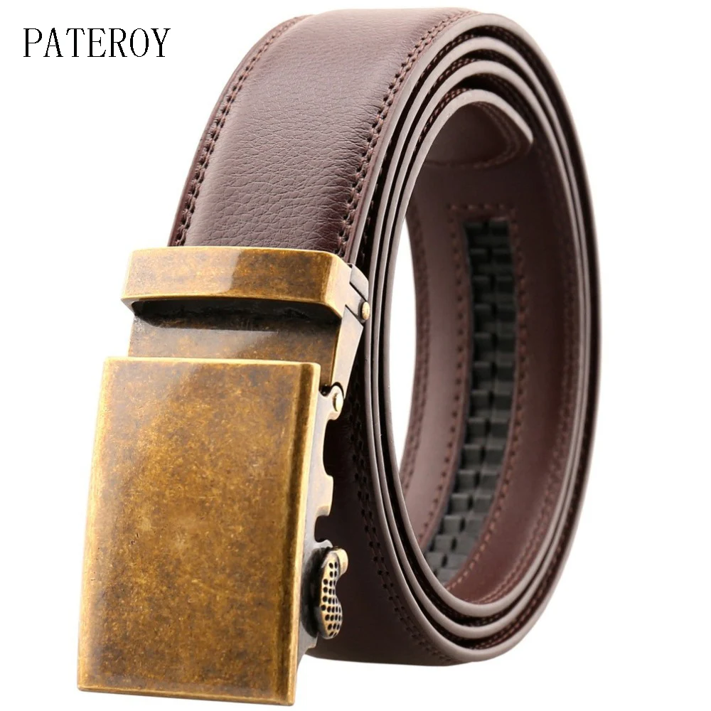 

PATEROY cow genuine leather men's belt cowhide strap for male automatic buckle belts for men alloy buckle belts LY36-2207-1