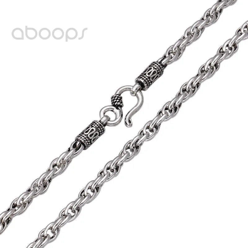 

Vintage 925 Sterling Silver Twisted Wheat Link Chain Necklace for Men Women 4 mm 20 22 24 26 Inches Free Shipping