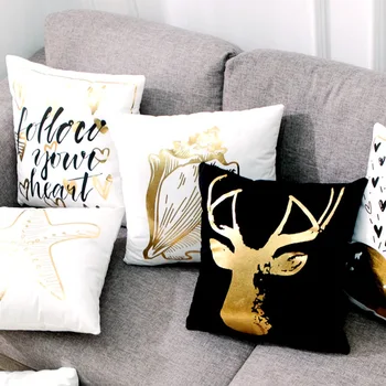 

Love Gift Bronzing Gold Foil Cushion Decorative Modern Geometry Pillowcase Home Decor Sofa Throw Pillow Christmas Decoration 17