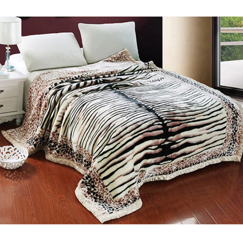 Fashion Tiger Skin Thick Warm Raschel Fur Double Layers Soft Faux Mink