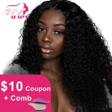 AFAIYS Curly Lace Front Human Hair Wigs 13×6 Long Deep Part Brazilian Remy Hair Full Kinky Curly Wigs for Black Women PrePlucked