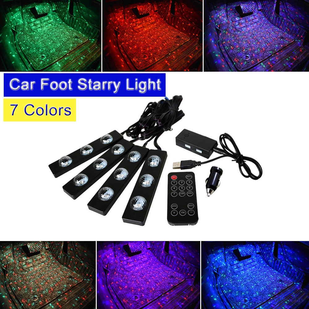 

Car Atmosphere Ambient Star Light USB LED Music Sound Control Colorful Car Interior Foot Decorative Light