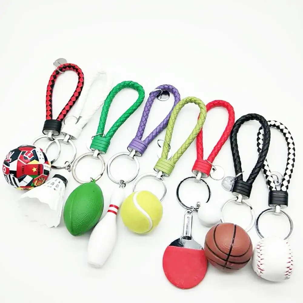 

PVC Football sport key ring baseball/Table tennis/rugby/bowling/basketball Keychain badminton fashion bag pendant birthday gifts