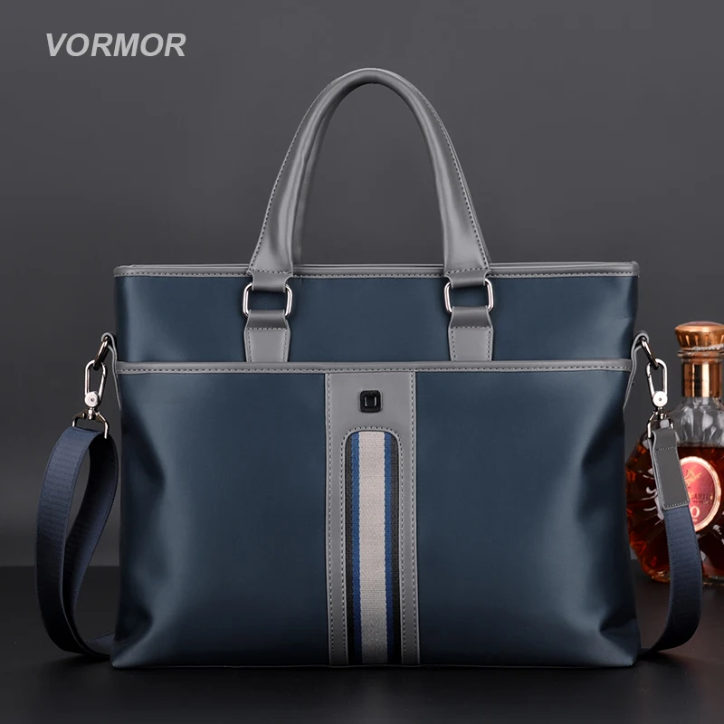 VORMOR 2019 جديد العلامة التجارية الرجال حقيبة يد الموضة سستة الأعمال الذكور حقيبة كتف 14 بوصة حقائب أكياس