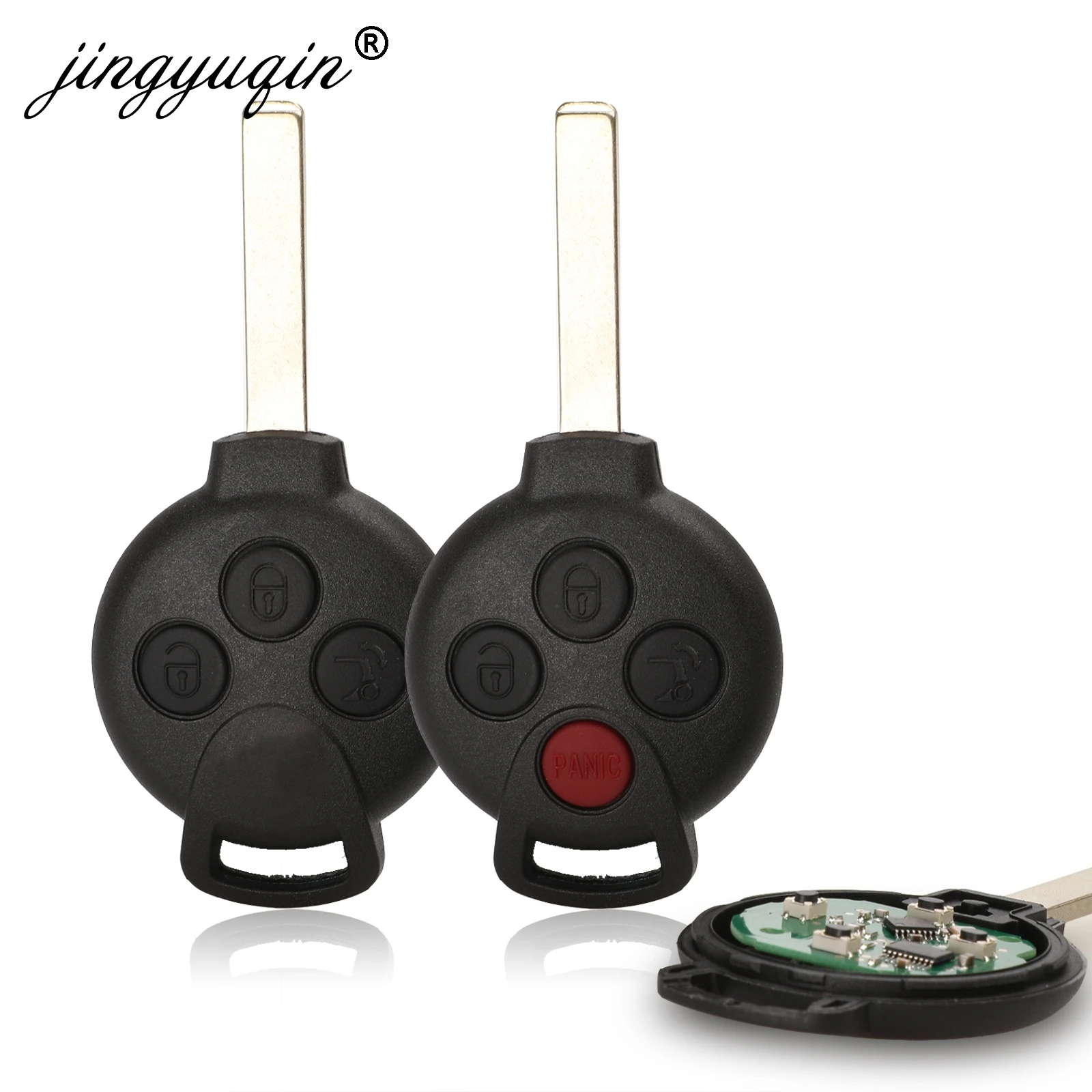 

jingyuqin New Remote Key Keyless Entry Fob 3/4 Buttons For MERCEDES BENZ MB Smart 451 2007-2013 433MHZ with ID46 7941 Tranponder