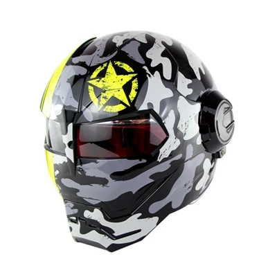 SOMAN Iron Man Motorcycle Helmet Flip up Motorbike Robot Style Helmet Motocross Casco Moto Cross Helm DOT Approval 515 - Цвет: matte navy